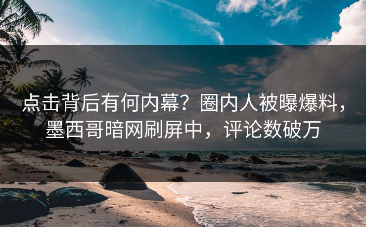 点击背后有何内幕？圈内人被曝爆料，墨西哥暗网刷屏中，评论数破万