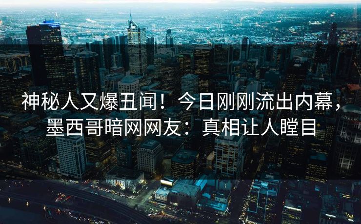 神秘人又爆丑闻！今日刚刚流出内幕，墨西哥暗网网友：真相让人瞠目