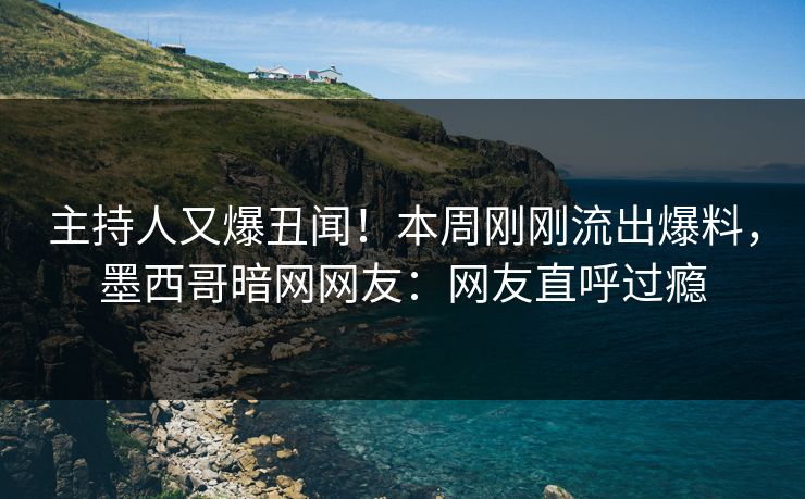 主持人又爆丑闻！本周刚刚流出爆料，墨西哥暗网网友：网友直呼过瘾