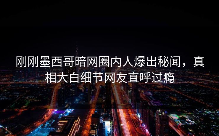 刚刚墨西哥暗网圈内人爆出秘闻，真相大白细节网友直呼过瘾