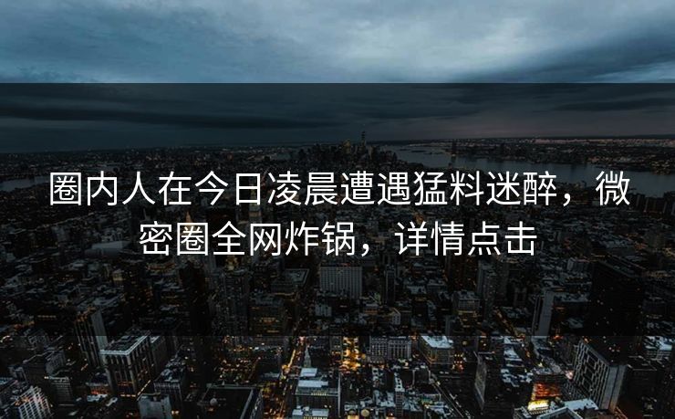 圈内人在今日凌晨遭遇猛料迷醉，微密圈全网炸锅，详情点击
