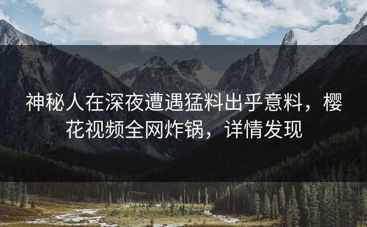 神秘人在深夜遭遇猛料出乎意料，樱花视频全网炸锅，详情发现